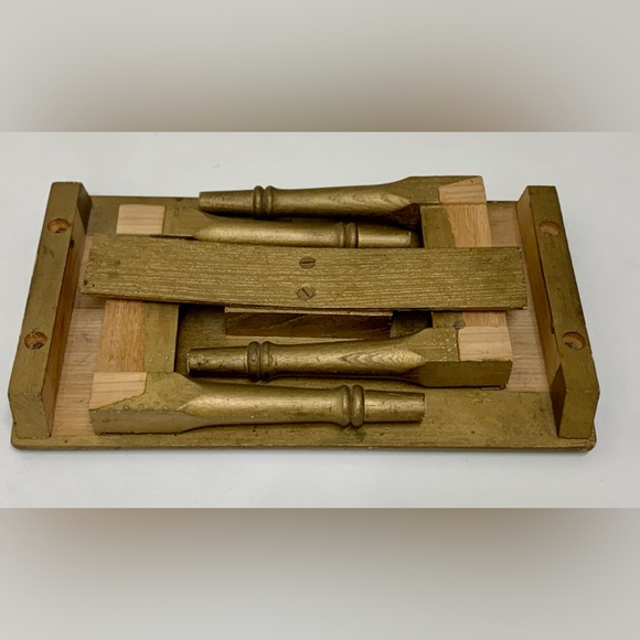 Vintage Artisan Hand Crafted Gold Painted Folding Wooden Stool - Picture 6 of 16